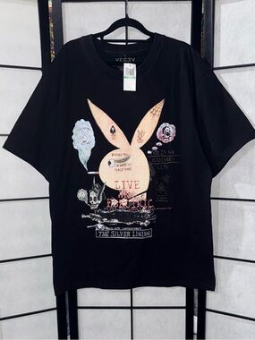 Yeezy Live in Electric Playboy Bunny Black Graphic T-Shirt Size Large NWT